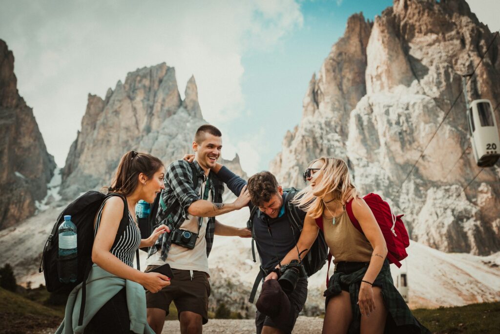 a group of friends hiking