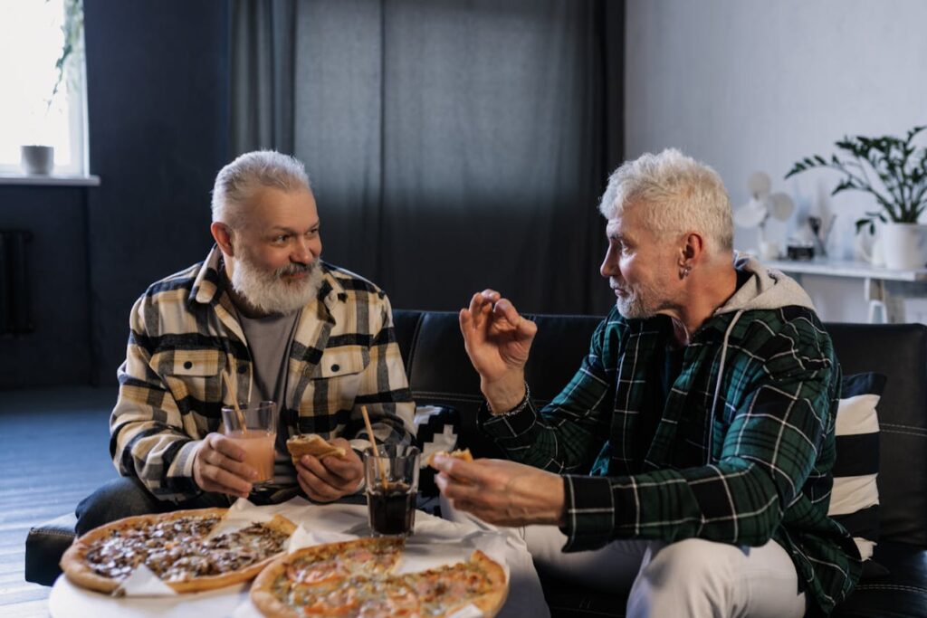 two men having a serious chat